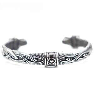 Mens Norse Viking Arm Ring Fenrir Wolf Head Cuff Bangle Bracelet For Men